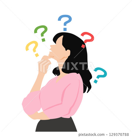Illustration of a woman thinking Illustration of a woman thinking 129370788
