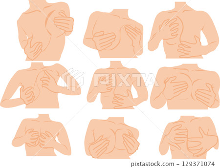 Bust-up graphic illustration set Bust-up graphic illustration set 129371074