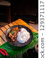 The Stewed pork with basil for Thai food concept. 129371117