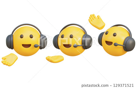 counselor wearing a talking headset emoji 3D graphic 129371521