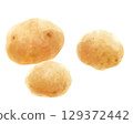 Three rustic watercolor potatoes 129372442