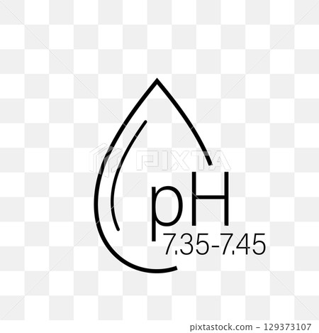 Ph blood icon. Outline human blood logo. Medical research in the laboratory. Vector illustration in flat style Ph blood icon. Outline human blood logo. Medical research in the laboratory. Vector illustration in flat style 129373107