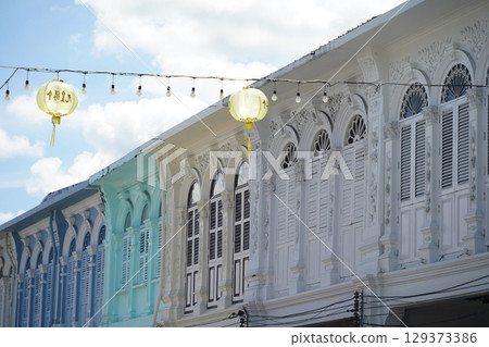 Detailed view of windows, doors and balconies of city buildings Detailed view of windows, doors and balconies of city buildings 129373386