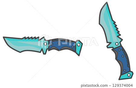 一把鋒利的金屬多用途刀，用於生存 129374004