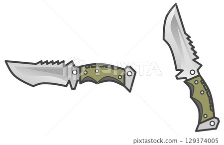 一把鋒利的金屬多用途刀，用於生存 129374005