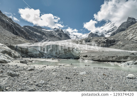 A glacier of the Swiss Alps in retreat 129374420