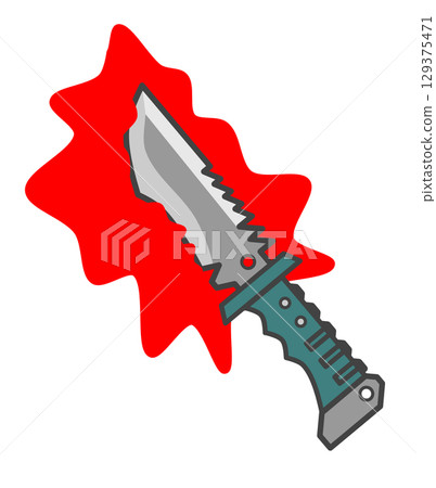 用於生存和戶外烹飪的危險刀的插圖 129375471