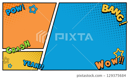 American comic-style framed background without cloud frame 129375684