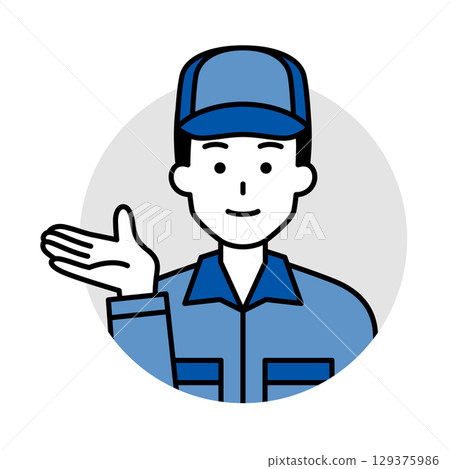 Icon of a man in overalls (guide) 129375986