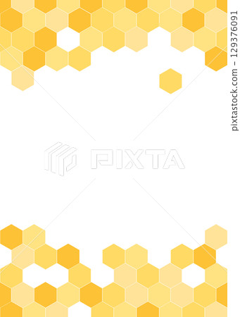 Seamless border pattern with honeycomb. Cute beekeeping frame design isolated on white background. Vector illustration. 129376091