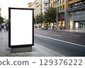 Blank Street Billboard Mockup on City Sidewalk 129376222