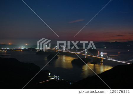 Imabari City, Ehime Prefecture The Kurushima Kaikyo Bridge, connecting Honshu and Shikoku, is a long bridge spanning the Onomichi-Imabari route 129376351