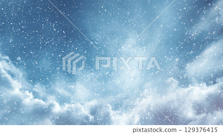 冬日天空中閃閃發光的雪花 AI 影像 129376415