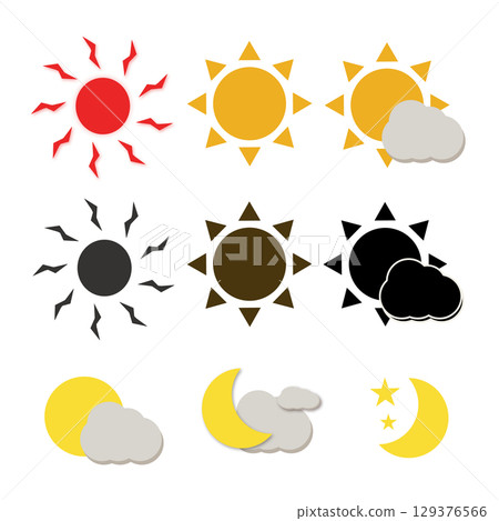 可愛簡約的太陽插圖集 可愛簡約的太陽插圖集 129376566