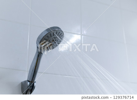 Shower cleaning, stains, and water stains 129376714