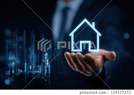 Conceptual Representation of Home with Light Leaks and Modern Digital Elements 129377272