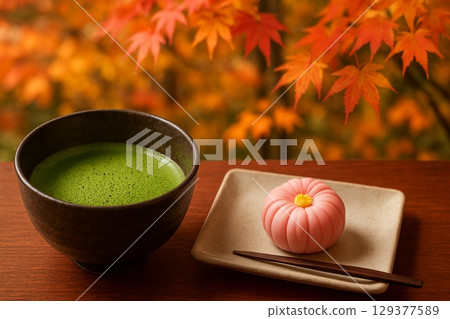 Matcha and Japanese sweets (Autumn) 9 129377589