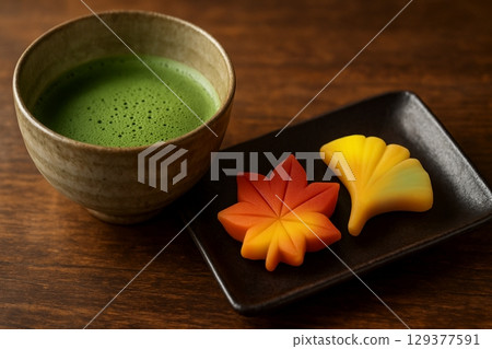 Matcha and Japanese sweets (Autumn) 11 129377591