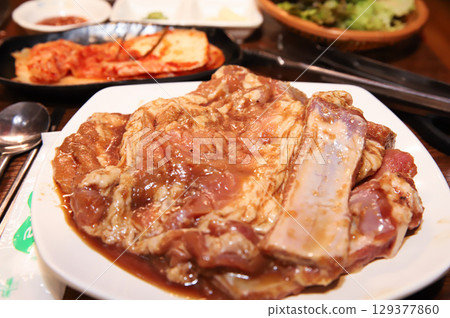 Korean barbecue. marinated beef rib bbq Korean barbecue. marinated beef rib bbq 129377860