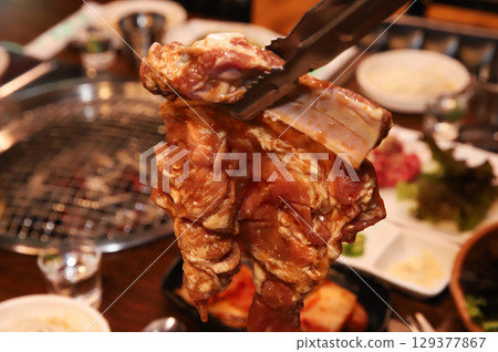Korean barbecue. marinated beef rib bbq Korean barbecue. marinated beef rib bbq 129377867