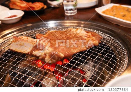 Korean barbecue. marinated beef rib bbq Korean barbecue. marinated beef rib bbq 129377884