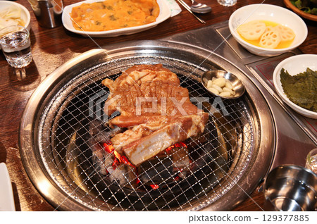 Korean barbecue. marinated beef rib bbq Korean barbecue. marinated beef rib bbq 129377885