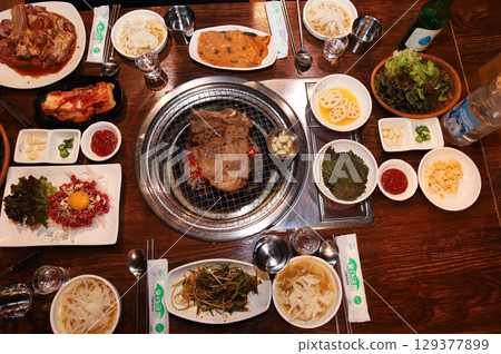 Korean barbecue. marinated beef rib bbq Korean barbecue. marinated beef rib bbq 129377899