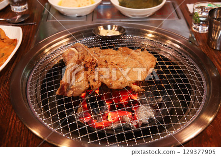 Korean barbecue. marinated beef rib bbq Korean barbecue. marinated beef rib bbq 129377905