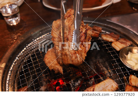 Korean barbecue. marinated beef rib bbq Korean barbecue. marinated beef rib bbq 129377920