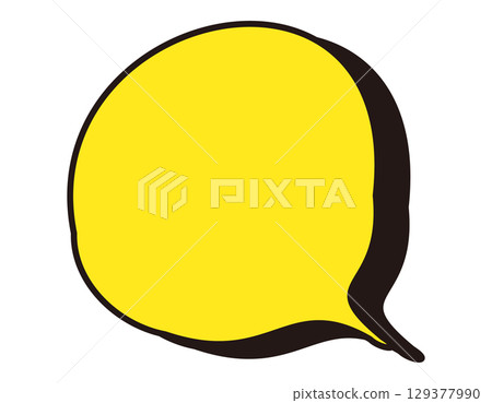 Hand-drawn style American comic book shadow balloon, yellow, distorted, 3 129377990
