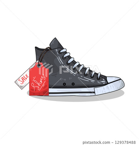 illustration of shoe with price tag 129378488