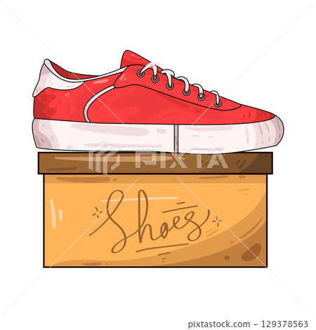 illustration of shoes on box illustration of shoes on box 129378563