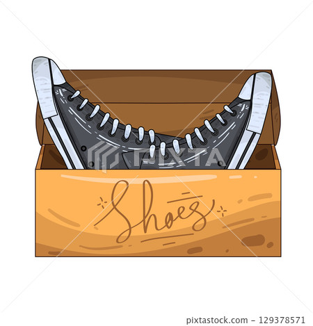 illustration of shoes in box illustration of shoes in box 129378571