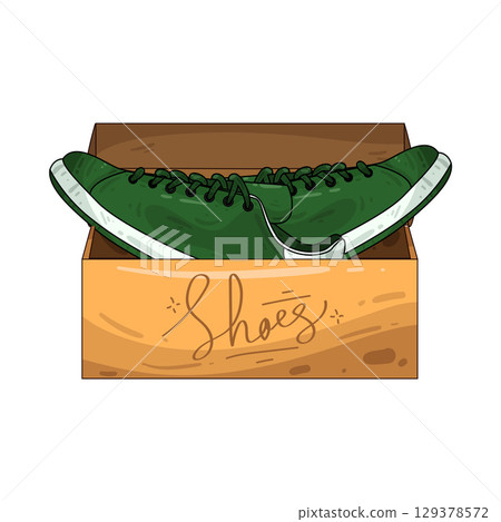 illustration of shoes in box illustration of shoes in box 129378572