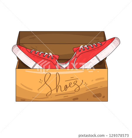 illustration of shoes in box illustration of shoes in box 129378573