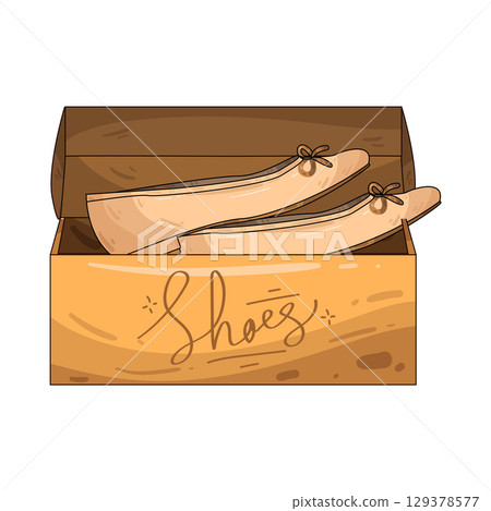illustration of shoes in box 129378577