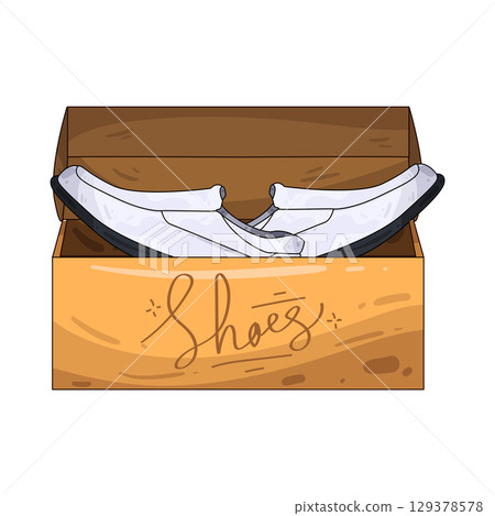 illustration of shoes in box 129378578