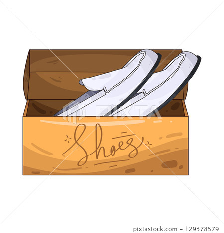 illustration of shoes in box 129378579