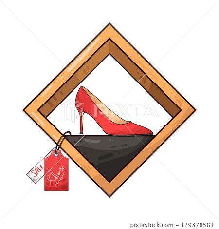 illustration of high heels with price tag illustration of high heels with price tag 129378581