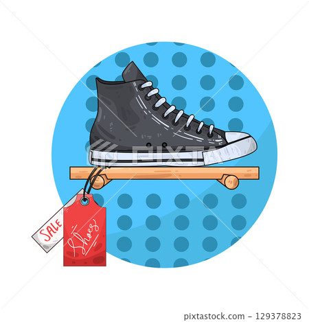 illustration of shoe with price tag illustration of shoe with price tag 129378823