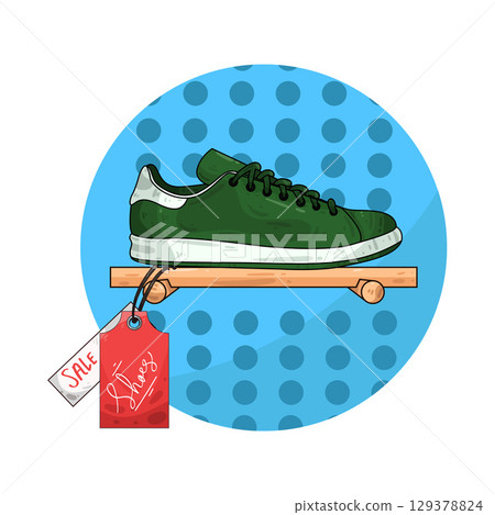 illustration of shoe with price tag illustration of shoe with price tag 129378824