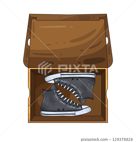 illustration of shoe in box 129378828