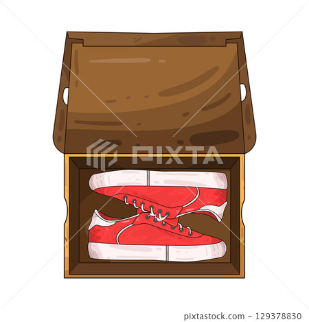 illustration of shoe in box 129378830