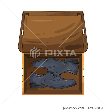 illustration of shoe in box 129378831