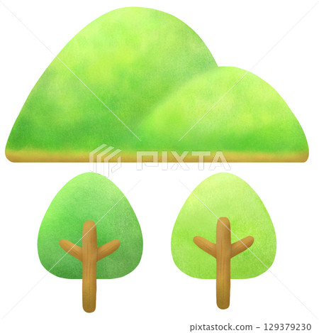 Mountain and tree illustration 129379230