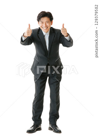 Portrait of a Japanese male business person in a suit (transparent background) | Male, suit, business, transparent background, person 129379582