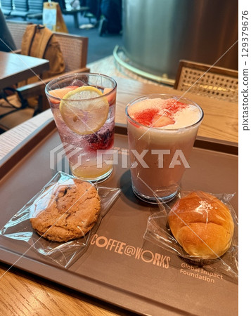 Sweets at a cafe in Incheon International Airport 129379676