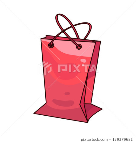 illustration of red paper bag illustration of red paper bag 129379681