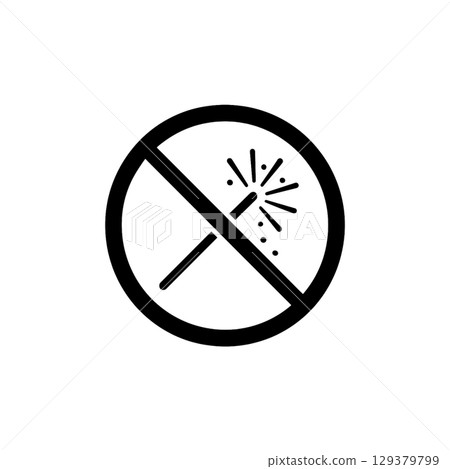 Fireworks prohibited line icon, illustration, material, no background 129379799