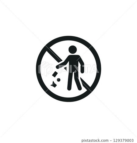 No littering line drawing icon, illustration, material, no background 129379803